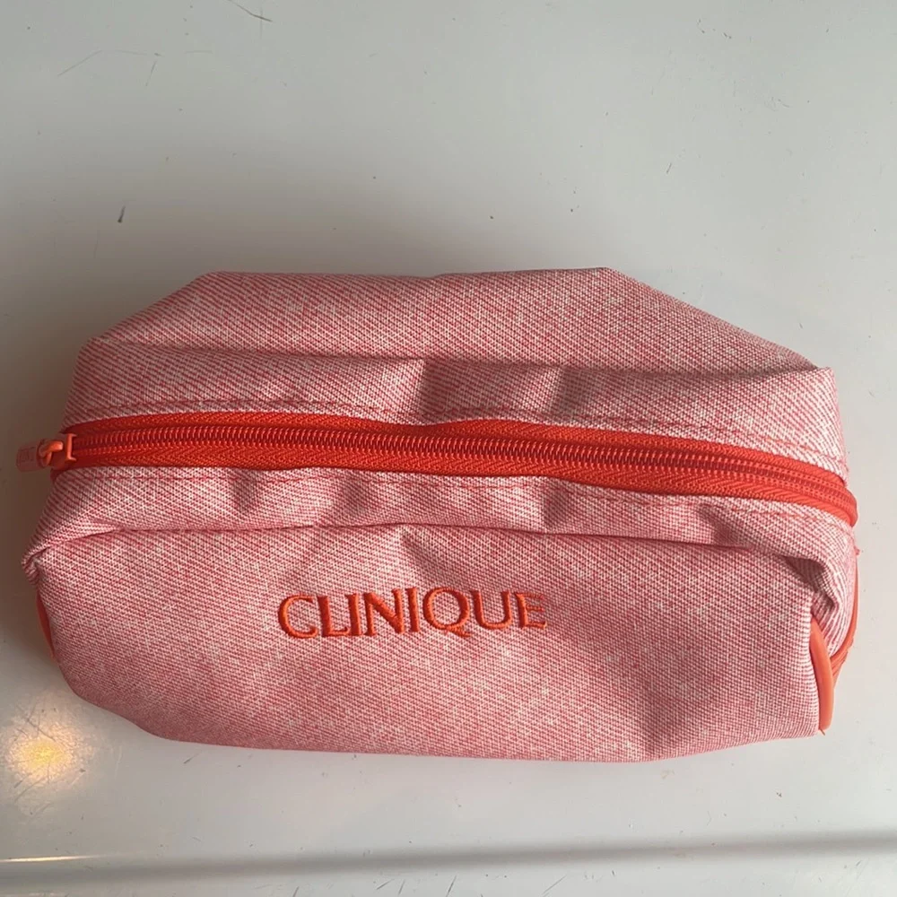 Clinique orange cosmetic bag